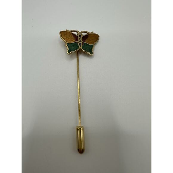 Unbranded Jewelry - Vintage Cloisonne Butterfly Stick Pin Gold Tone Women's Jewelry